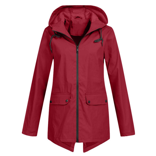 Women’s Zip Front Rain Coat | Hooded