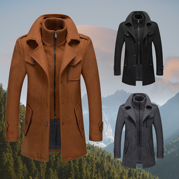 Nuvique Men's Overcoat Fashionable Warm Lightweight Material Black Brown